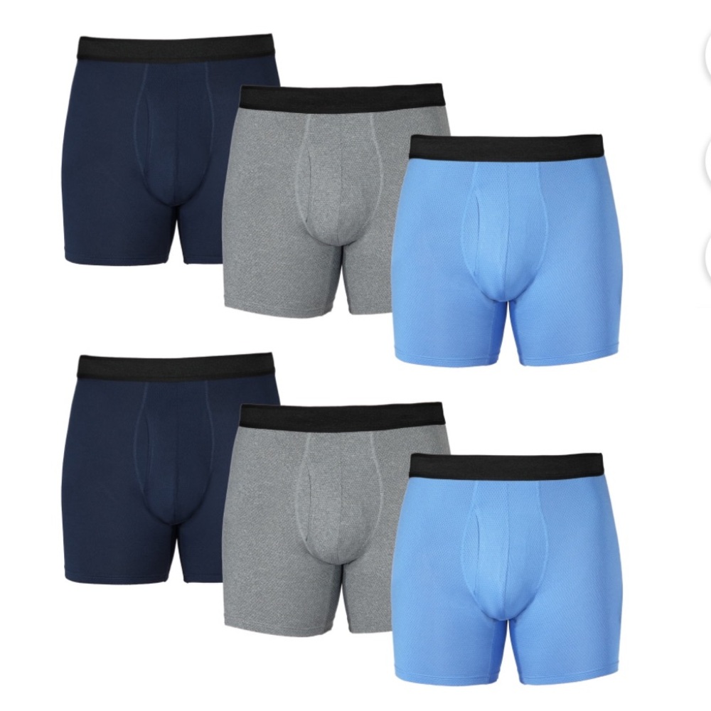 Athletic Works Men's Breathable Mesh Performance Boxer Briefs, 6 Pack 2X